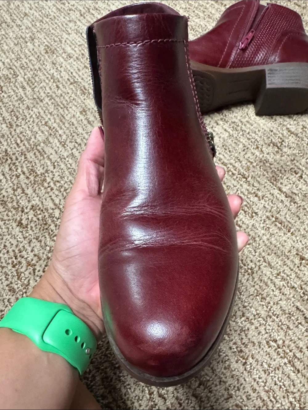Rockport Women's Burgundy Leather Ankle Booties